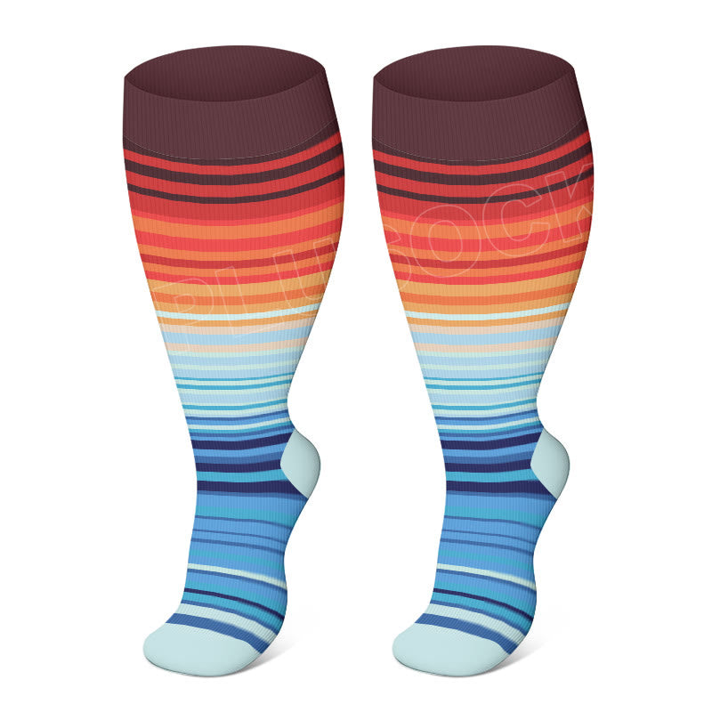 2XL-4XL Plus Size Color Pattern Compression Socks