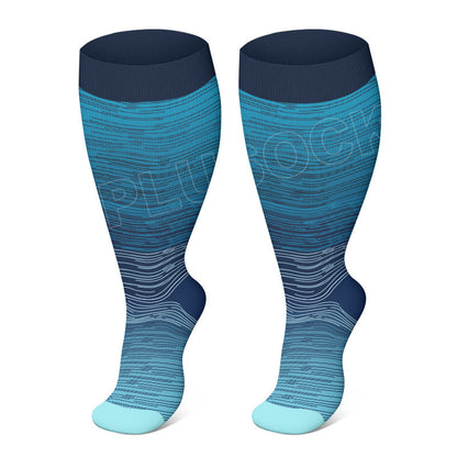 Plus Size Purple Brown Blue Compression Socks