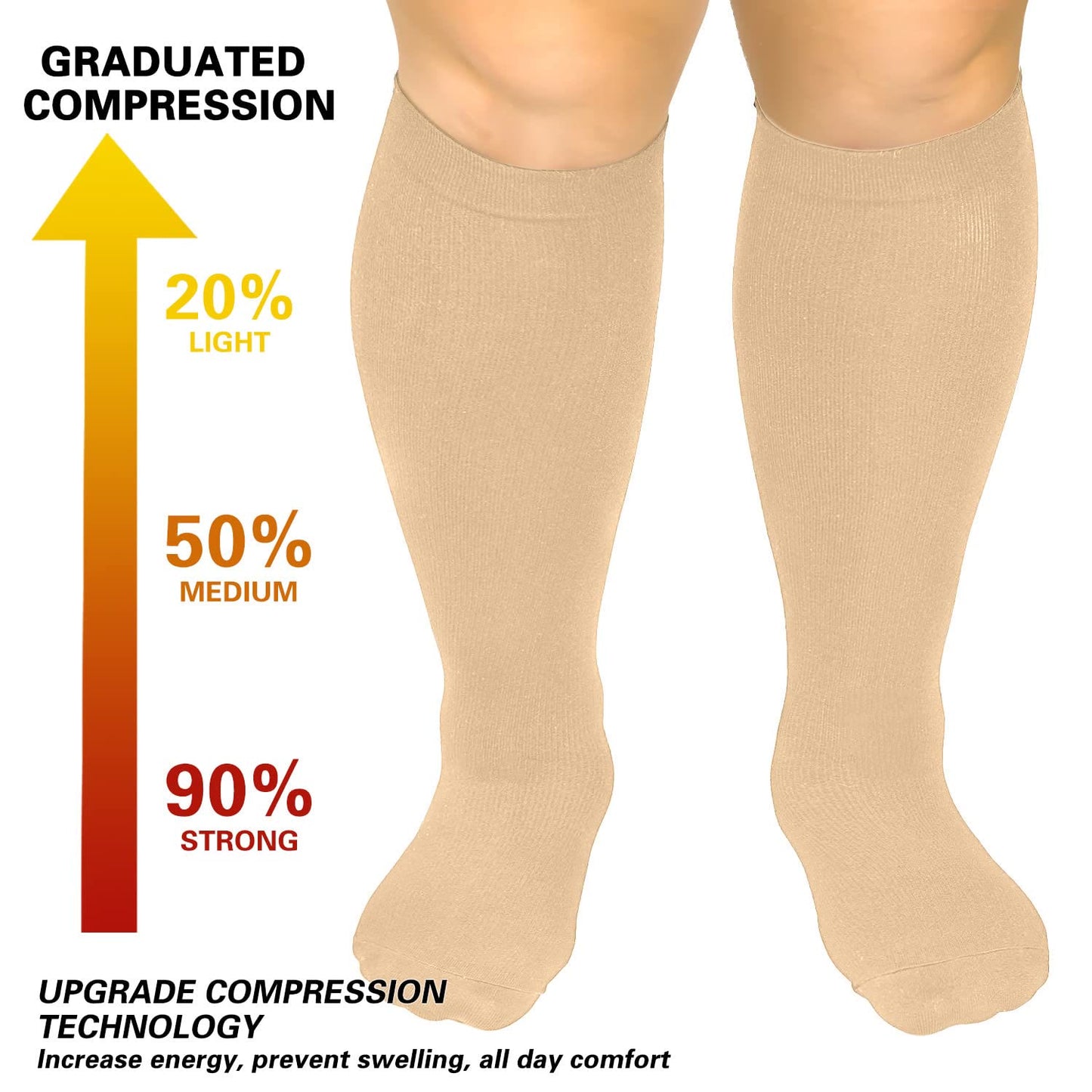 2XL-7XL Plus Size Pure Color Compression Socks