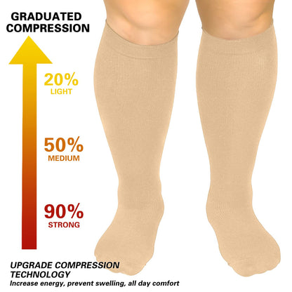 2XL-7XL Plus Size Pure Color Compression Socks