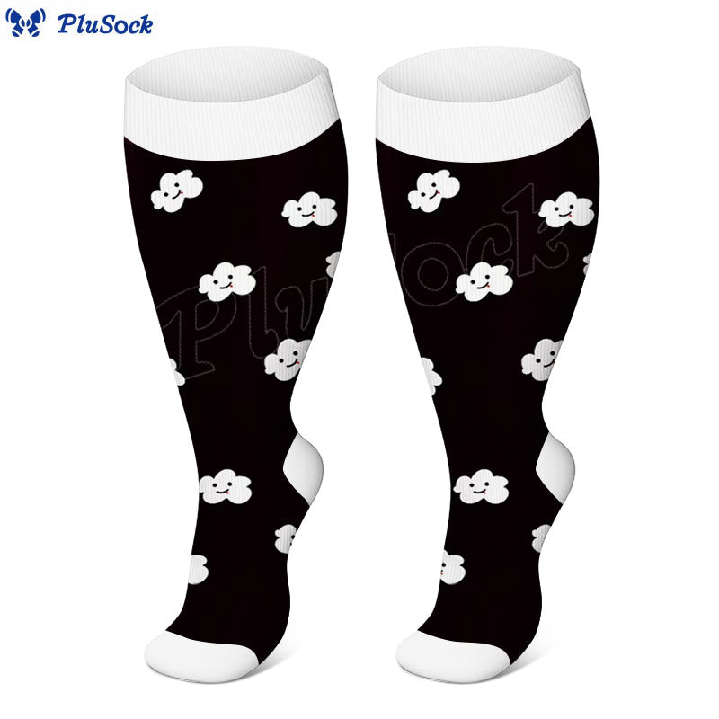 Plus Size Smiley Cloud Compression Socks