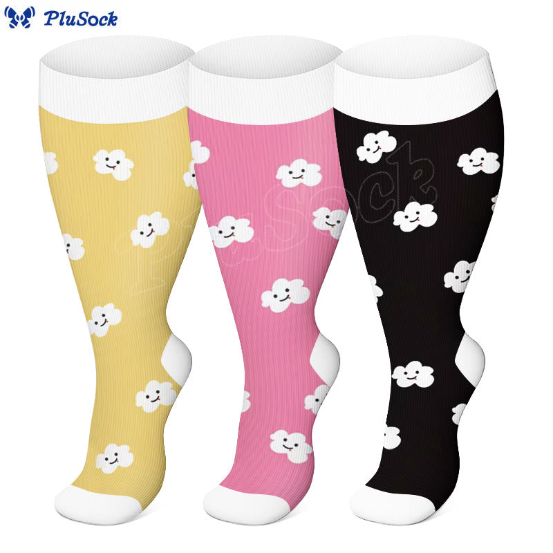 Plus Size Smiley Cloud Compression Socks