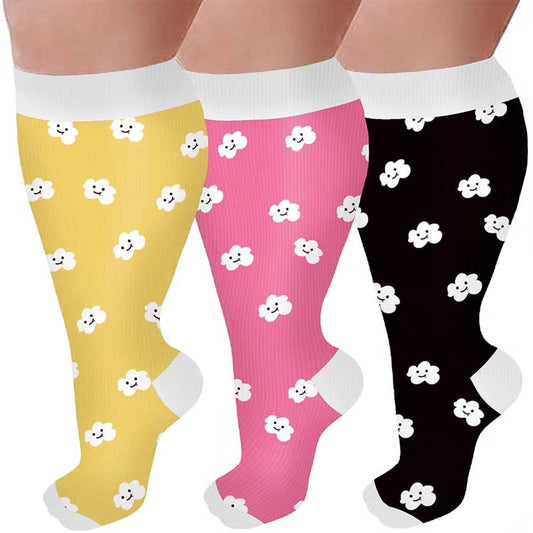 Plus Size Smiley Cloud Compression Socks(3 Pairs)