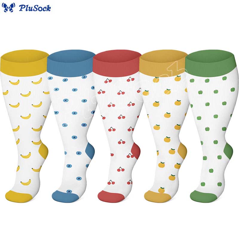 Plus Size Fruit Style Compression Socks(3 Pairs)