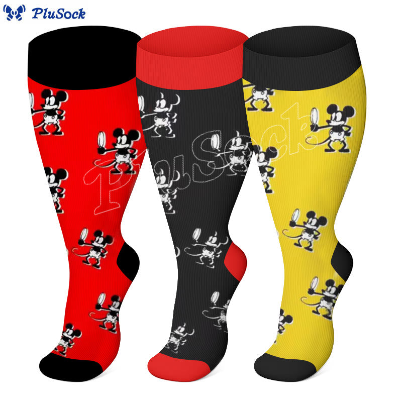 Plus Size Mickey Compression Socks(3 Pairs)