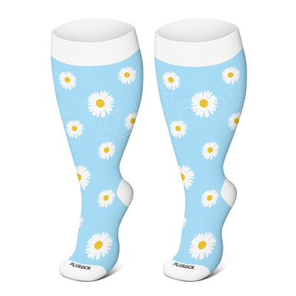 Plus Size Sunflower Rose Daisy Compression Socks