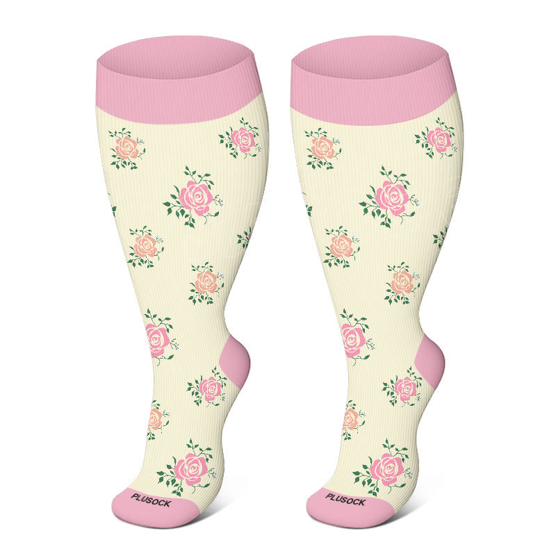 Plus Size Sunflower Rose Daisy Compression Socks(3 Pairs)