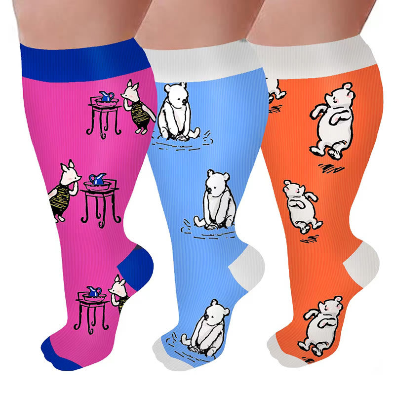 Plus Size Bear Rabbit Compression Socks