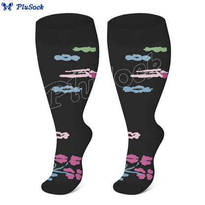 Plus Size Flower Butterfly Compression Socks(4 Pairs)