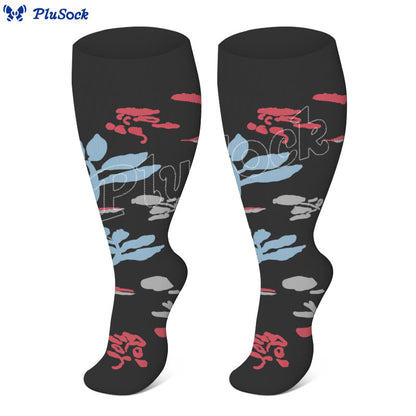 Plus Size Flower Butterfly Compression Socks(4 Pairs)