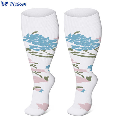 Plus Size Flower Butterfly Compression Socks(4 Pairs)