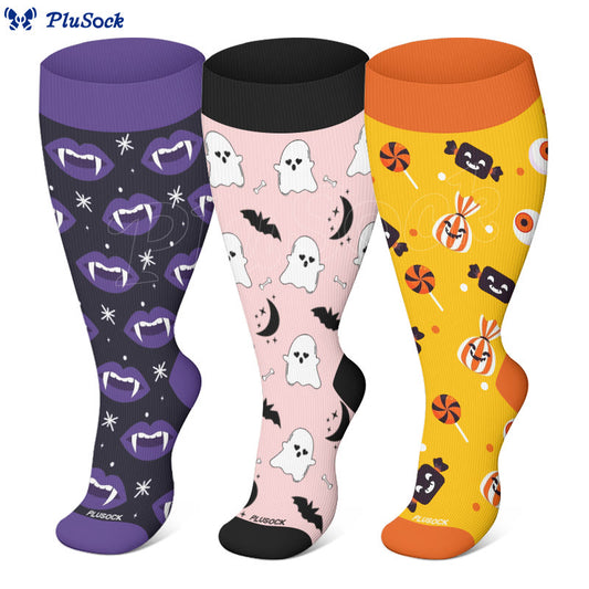 Plus Size 2024 Halloween Compression Socks(3 Pairs)