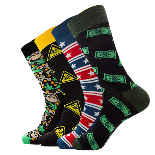 Plus Size Dollar Skull Crew Socks(4 Pairs)