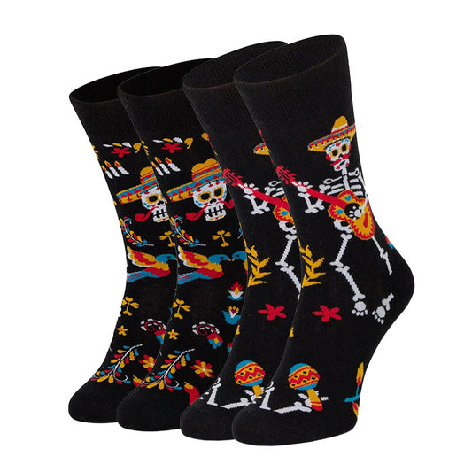 Plus Size Dancing Skeleton Crew Socks(4 Pairs)