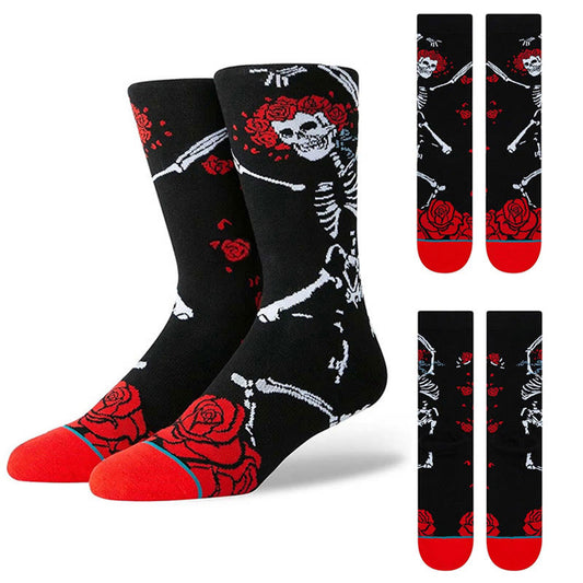 Plus Size Rose Skeleton Crew Socks(3 Pairs)