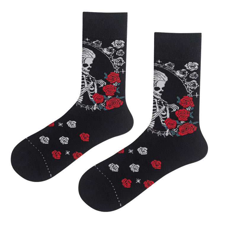 Plus Size Fashion Skull Crew Socks(3 Pairs)