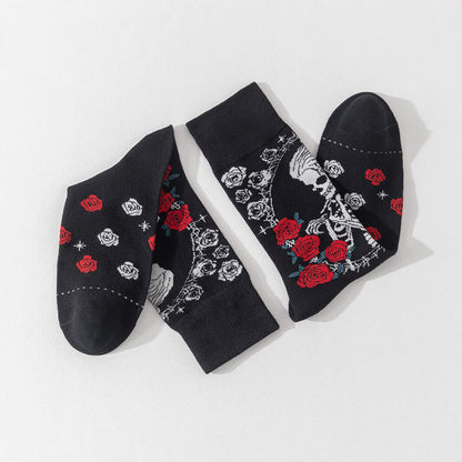 Plus Size Fashion Skull Crew Socks(3 Pairs)