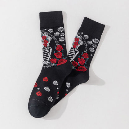 Plus Size Fashion Skull Crew Socks(3 Pairs)