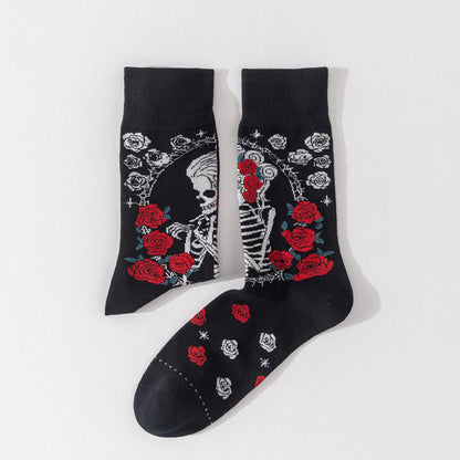 Plus Size Fashion Skull Crew Socks(3 Pairs)