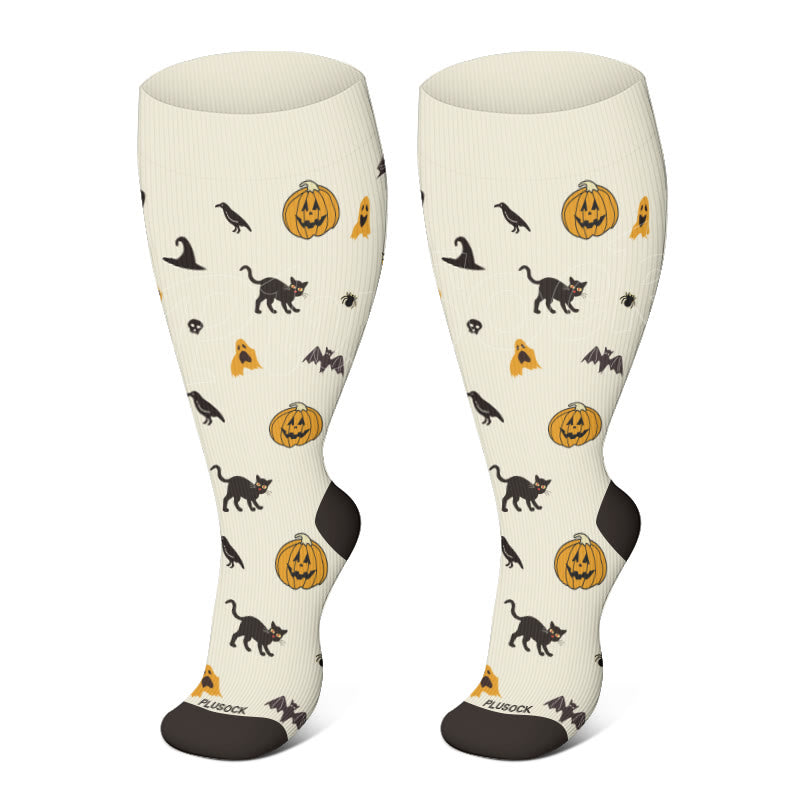 » Plus Size Ghost Pumpkin Bat Compression Socks (100% off)