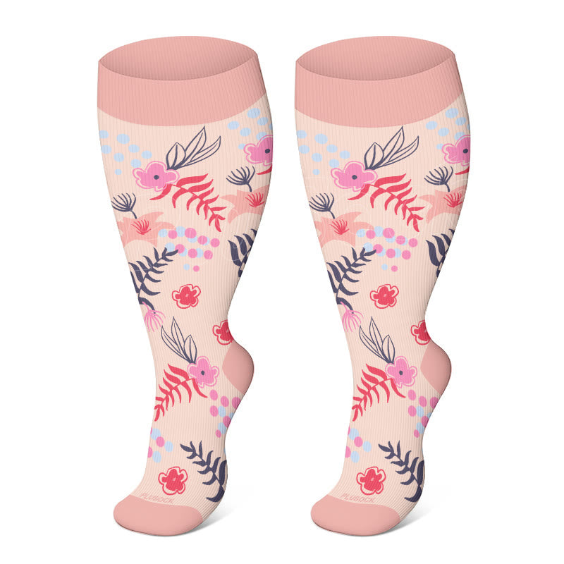 Plus Size Flower Series Compression Socks(3 Pairs)