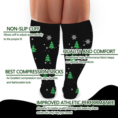 Plus Size Christmas Tree Snowman Compression Socks