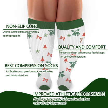 Plus Size Bell Gingerbread Man Compression Socks