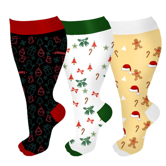 Plus Size Newest Christmas Compression Socks(3 Pairs)