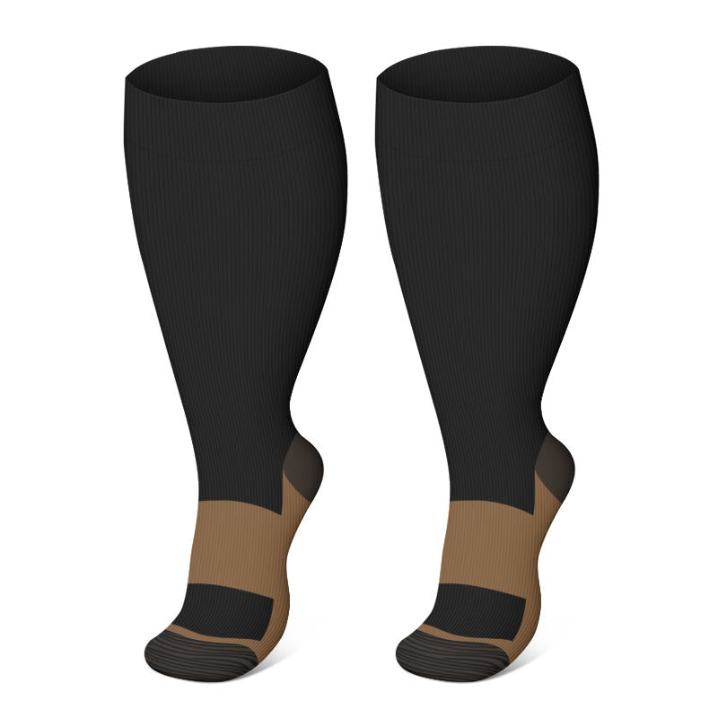 Plus Size Black Brown Compression Socks(3 Pairs)