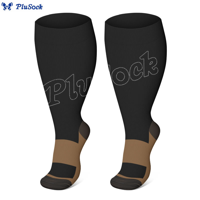 Plus Size Black Brown Compression Socks(3 Pairs)