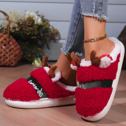 Plus Size Christmas Antlers Slippers