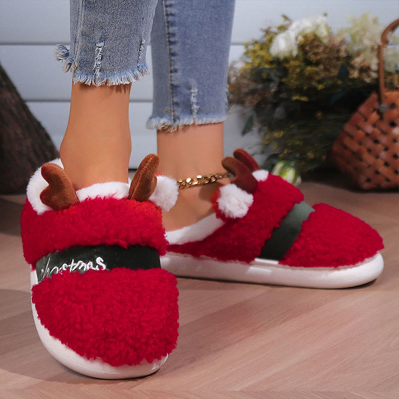 Plus Size Christmas Antlers Slippers