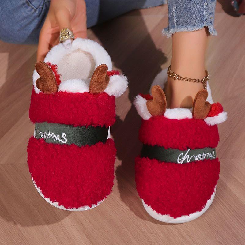 Plus Size Christmas Antlers Slippers