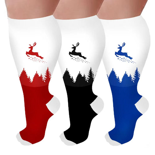 Plus Size Elk Compression Socks(3 Pairs)