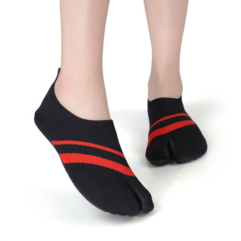 Plus Size Split Toe Stripe Slipper Socks