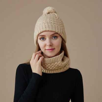 Winter Fleece Knitwear Beanie Scarf 2 In 1 Set