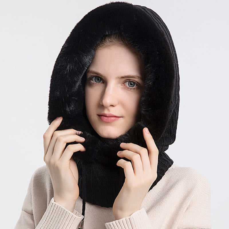 Solid Color Cold Protection Hooded Scarf