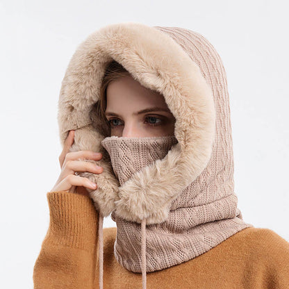 Solid Color Cold Protection Hooded Scarf