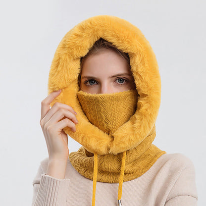 Solid Color Cold Protection Hooded Scarf