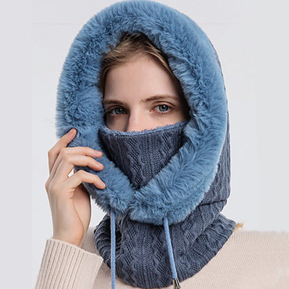 Solid Color Cold Protection Hooded Scarf