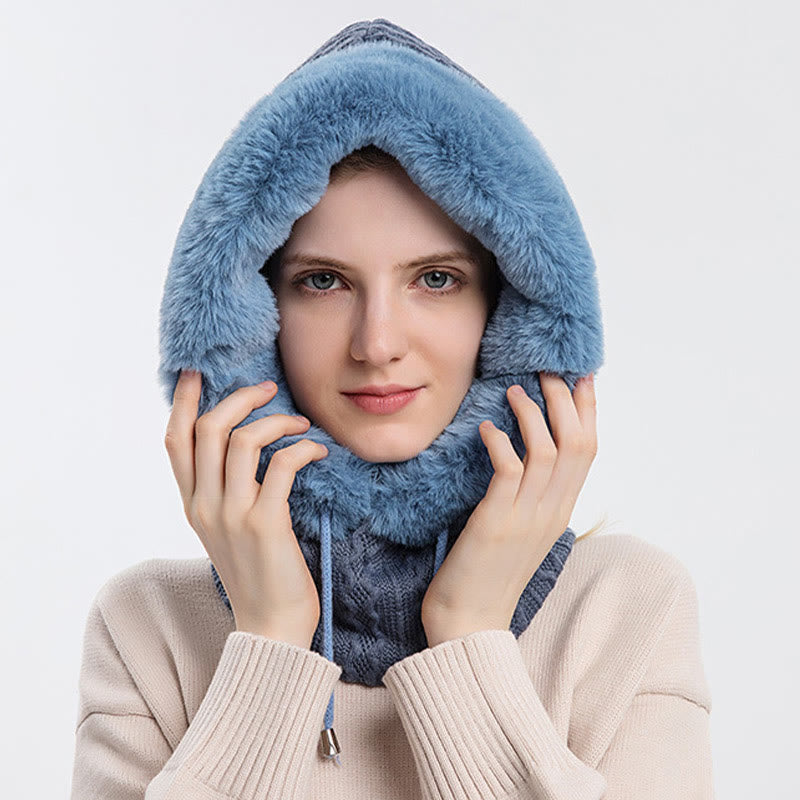 Solid Color Cold Protection Hooded Scarf