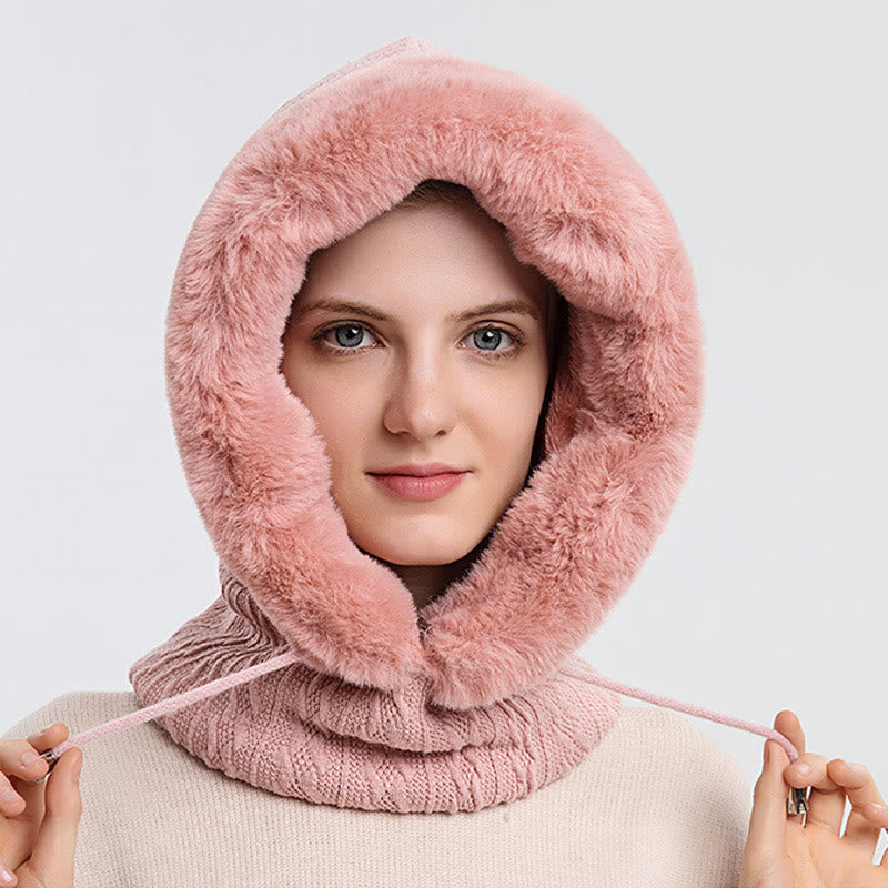 Solid Color Cold Protection Hooded Scarf