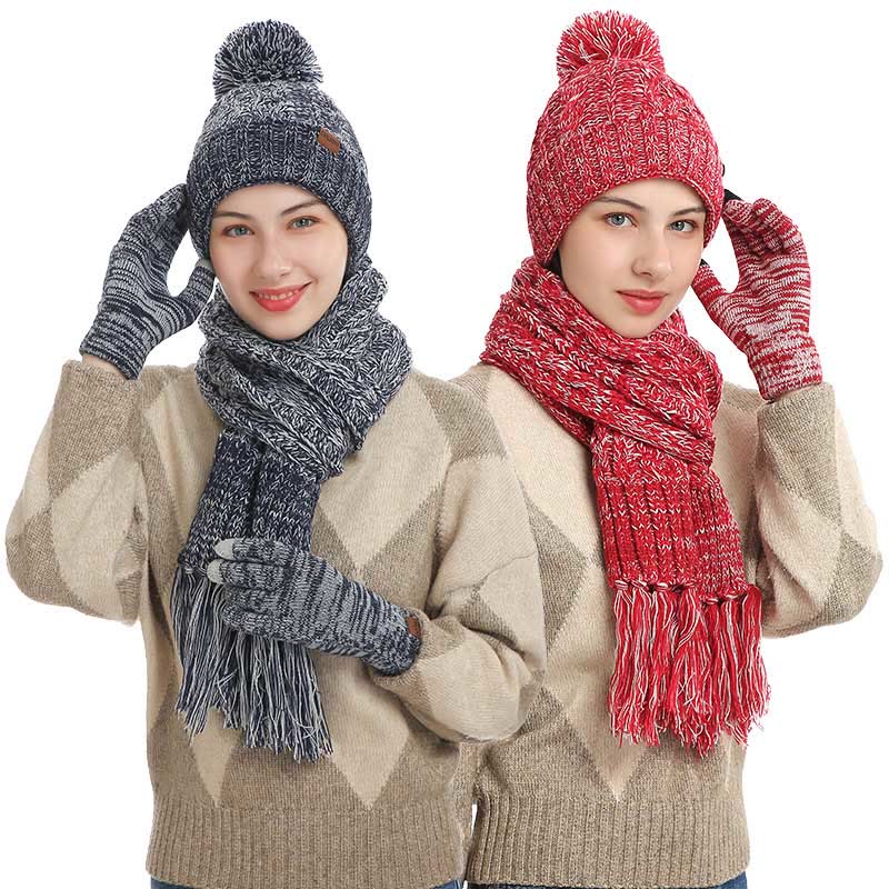 Classic Matching Gloves Beanie Scarf 3 In 1 Set