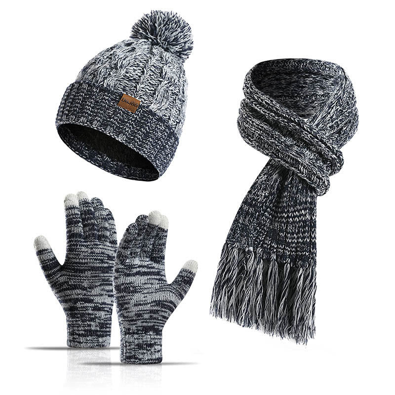 Classic Matching Gloves Beanie Scarf 3 In 1 Set