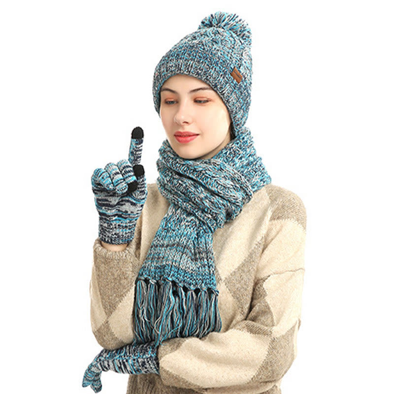 Classic Matching Gloves Beanie Scarf 3 In 1 Set