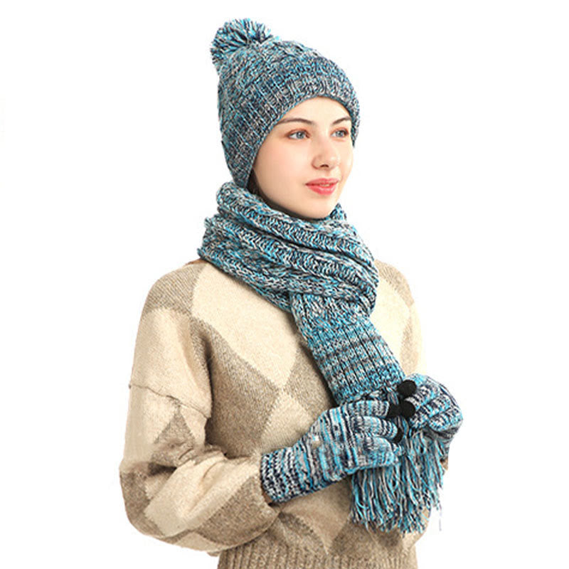 Classic Matching Gloves Beanie Scarf 3 In 1 Set