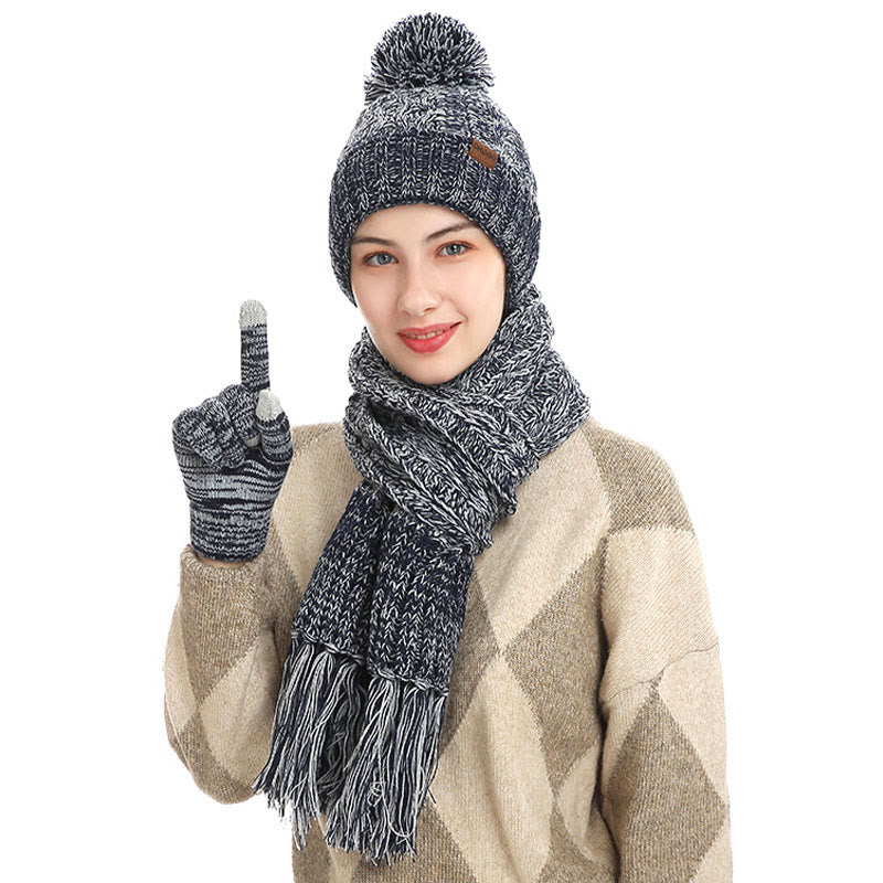 Classic Matching Gloves Beanie Scarf 3 In 1 Set