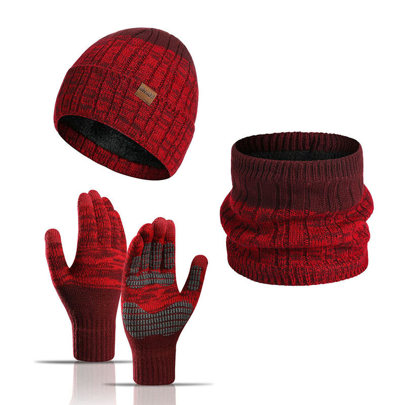 Outdoor Warmth Gloves Beanie Scarf 3 In 1 Set