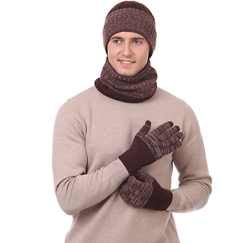 Outdoor Warmth Gloves Beanie Scarf 3 In 1 Set