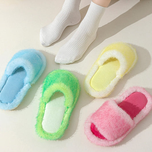 Plus Size Candy Color Plush Slippers